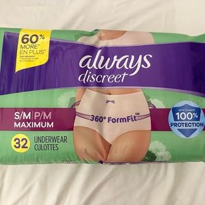 Always Discreet Adult Incontinence & Postpartum Underwear Woman S/M 32 C…